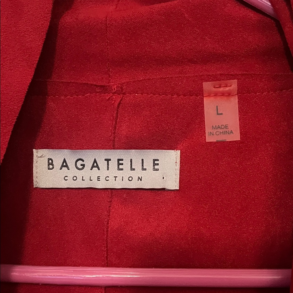 bagatelle Red Draped Open-Front Suede Blazer Large - Picture 2 of 12